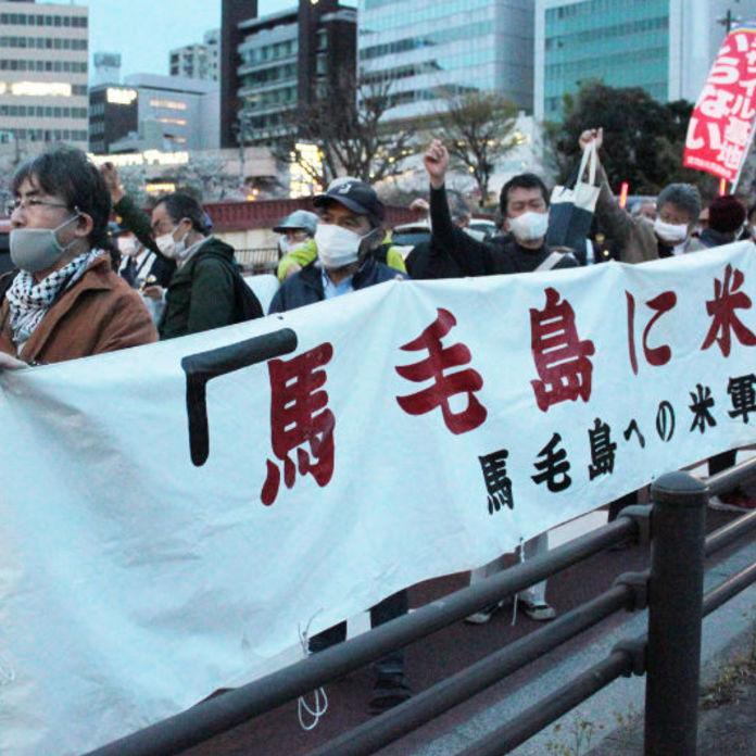 「種子島の静かな暮らしが崩れる」　馬毛島基地計画　反対派住民が抗議集会