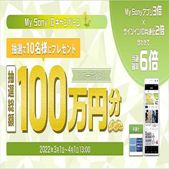 ソニーの総額100万円相当が当たるキャンペーン、当選確率が最大6倍に