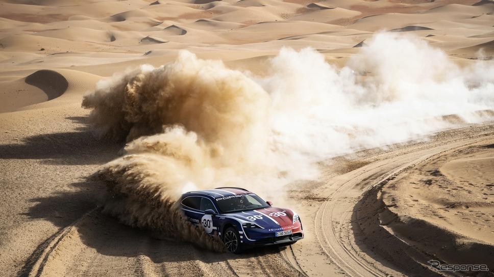Porsche's 680 horsepower EV sports, drifting with drones ... Desert and snow with a temperature difference of 60 degrees
