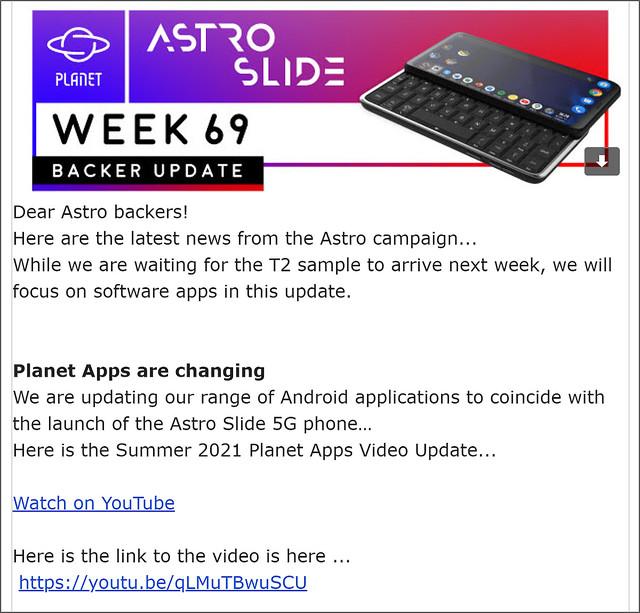 I tried using Astro Slide 5g, which is convenient and fun with slide keyboard (Dr. Yamane)