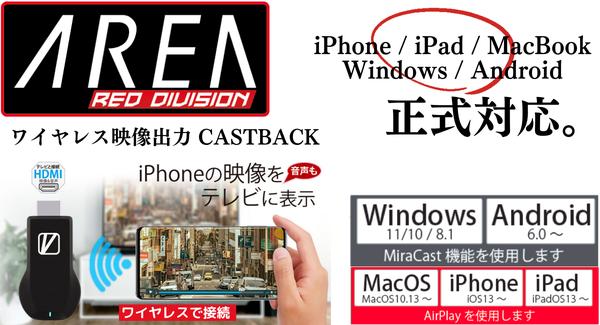 ワイヤレスでテレビに表示する【CASTBACK】がiPhoneに加えiPad,MacBook,Windows,Andoroidにも正式対応。株式会社エアリア