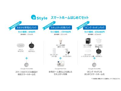 スマートホームはスマートスピーカーと共に、+Style「スマートホームはじめてセット」3パックを展開