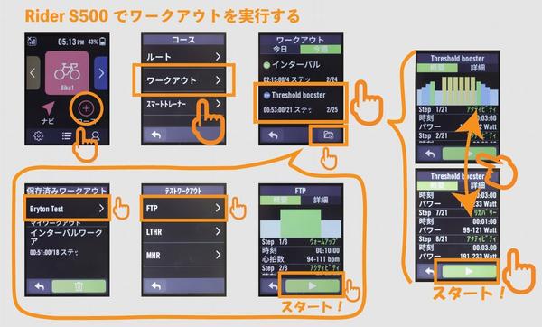 Let's train with the workout function Rider S500 with an increase in display items