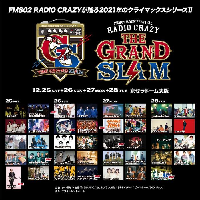 "FM802 ROCK FESTIVAL RADIO CRAZY presents THE GRAND SLAM"、第2弾出演者でクリープ、Creepy Nuts、ブルエン、インディゴら7組発表。スピンオフ・イベントも決定