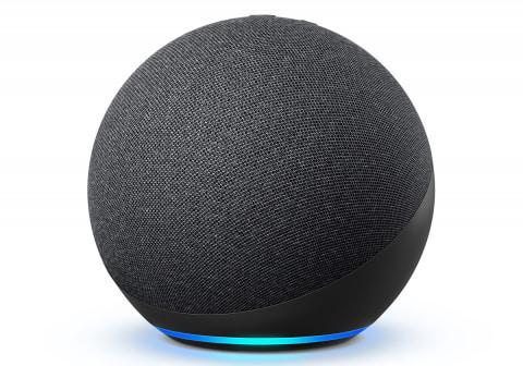 Amazon, the rounded 4th generation "Echo", the small "Echo Dot"