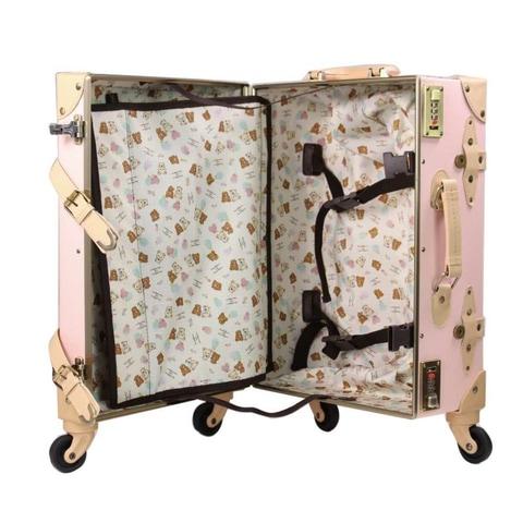 コリラックマ/キイロイトリのレトロなスーツケース。内装は総柄デザイン 