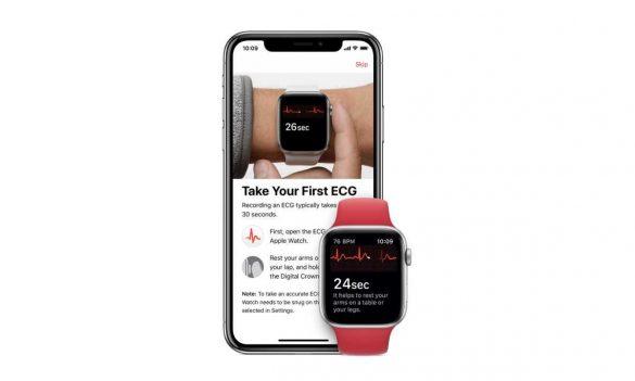 How do you use the Apple Watch to conduct an electrocardiogram (ECG) or electrocardiogram?