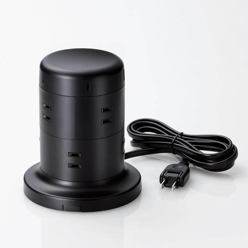 エレコムからUSBポート付きタワー型電源タップ　電源周りをすっきり整理 
