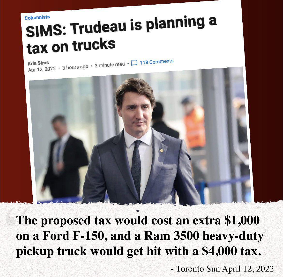 SIMS: Trudeau está planeando un impuesto sobre camiones 