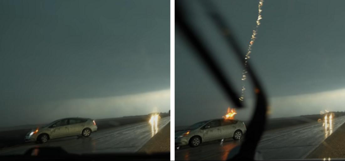 Watch This Toyota Prius Get Struck By Lightning