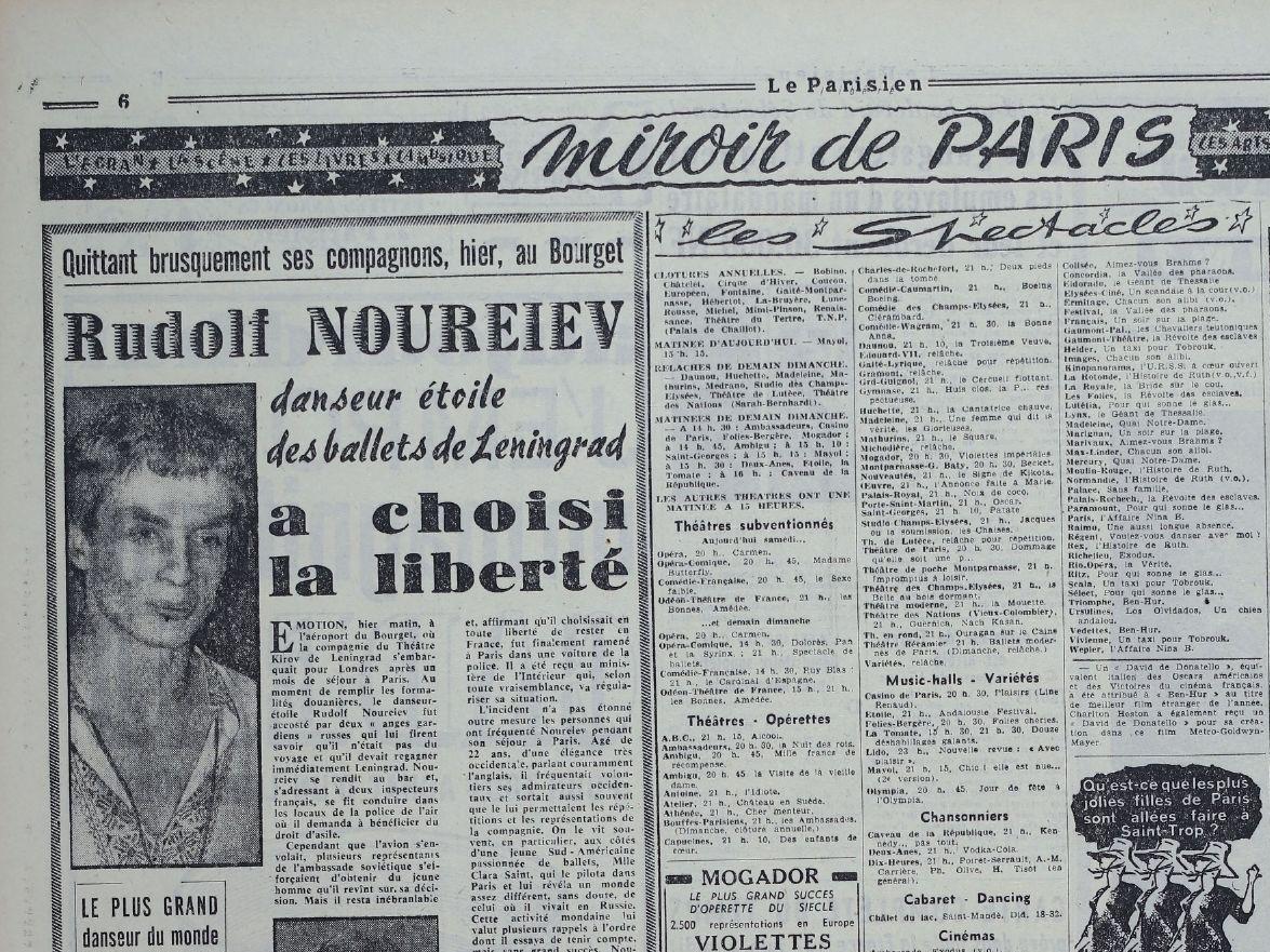 En pleine guerre froide, le Soviétique Rudolf Noureev passe à l’Ouest et demande asile à la France 
