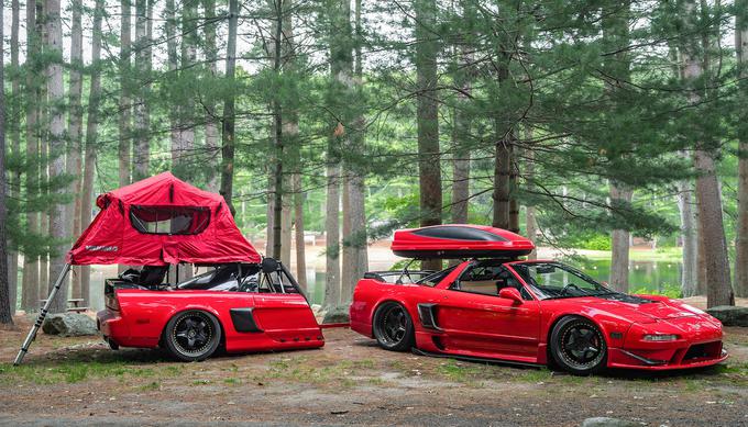 Acura superfan turns half an NSX into trailer to pull behind his NSX camper 