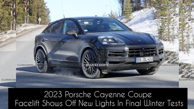 Carscoops 2023 Porsche Cayenne Coupe Facelift Shows Off New Lights In Final Winter Tests
