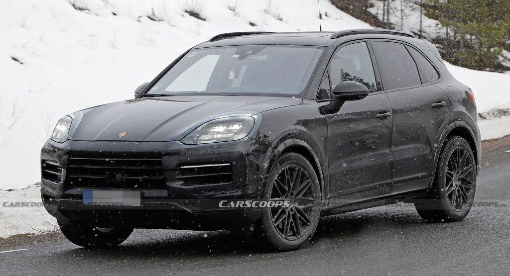 Carscoops 2023 Porsche Cayenne Coupe Facelift Shows Off New Lights In Final Winter Tests 