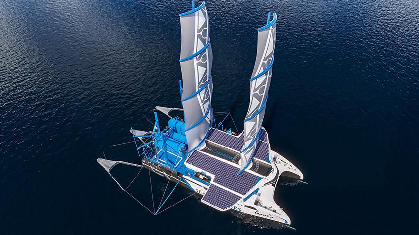 Le Manta, un catamaran propulsé grâce aux déchets plastiques des océans 