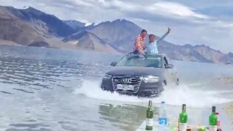 Audi driver wades through Pangong Lake in Ladakh, invites ire on social media