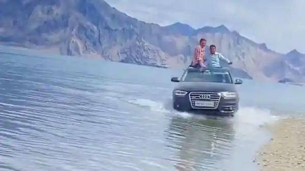 Audi driver wades through Pangong Lake in Ladakh, invites ire on social media 