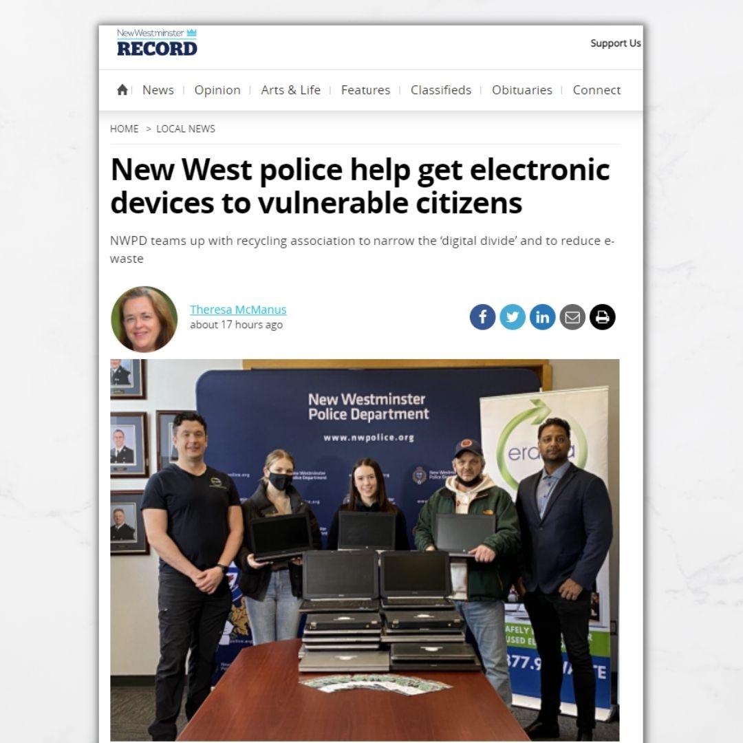 New West police help get electronic devices to vulnerable citizens 