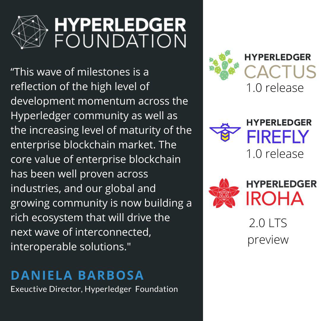  Hyperledger Foundation Announces Development Milestones for Three Projects; Plans for Hyperledger Global Forum 