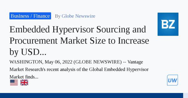 L'approvisionnement en hyperviseur intégré et la taille du marché des achats pour augmenter de 7,36 milliards USD d'ici 2028: Selon Vantage Market Research