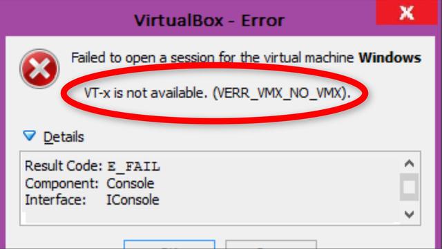 VT-x is not available (VERR_VMX_NO_VMX) 