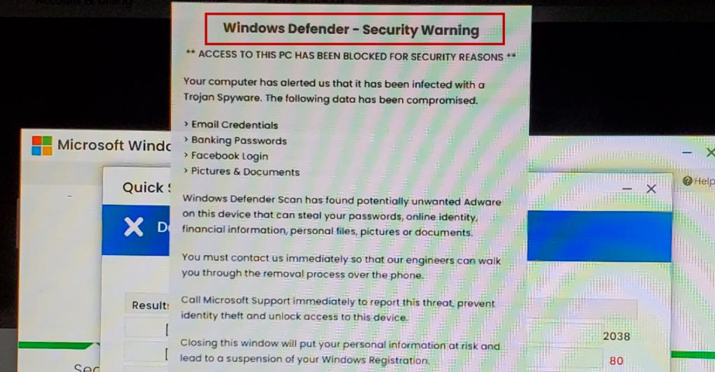 Windows-Defender - Съобщение за предупреждение за сигурност 