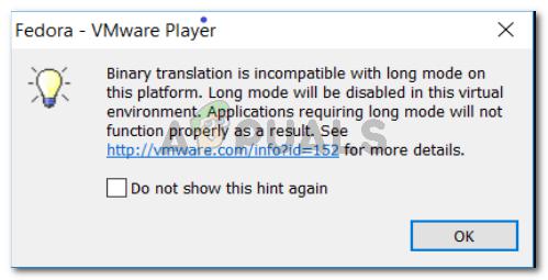 Binary translation is incompatible with long mode on this platform