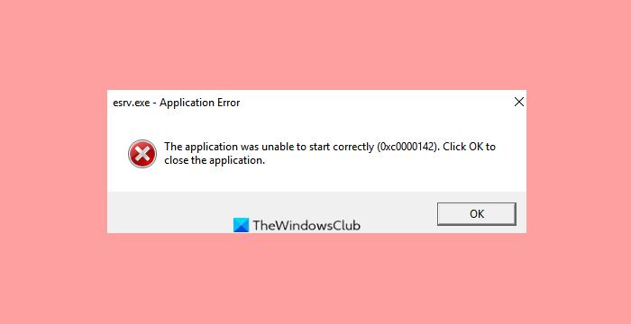 Fix ESRV.exe Application Error, The application was unable to start correctly (0xc0000142)