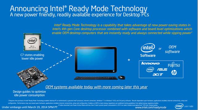 Intel ilmoittaa Ready Mode -tekniikan: C7:n käyttäminen synkronointiin ja suoratoistoon