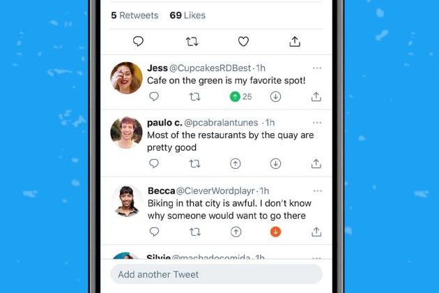 Twitter is inspired by Reddit and tests the possibility of voting on the relevance of an answer